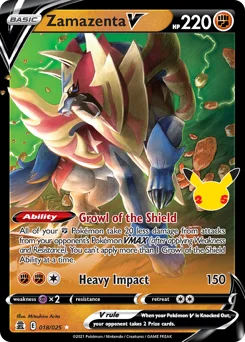 Zamazenta V Pokemon card from Celebrations, card number 18
