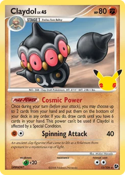 Claydol Pokemon card from Celebrations: Classic Collection, card number 15