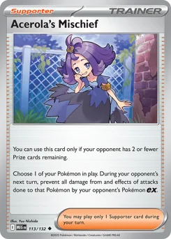 Acerola's Mischief Pokemon card from Mega Evolution, card number 113