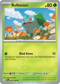Bulbasaur Pokemon card from Mega Evolution, card number 1