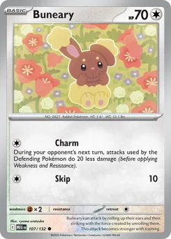 Buneary Pokemon card from Mega Evolution, card number 107