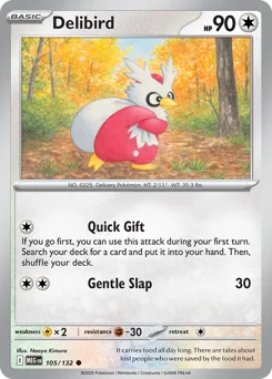 Delibird Pokemon card from Mega Evolution, card number 105