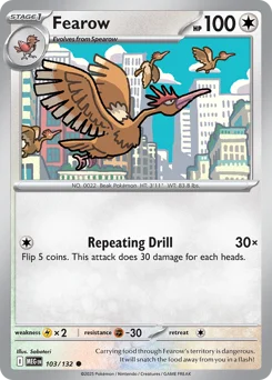 Fearow Pokemon card from Mega Evolution, card number 103