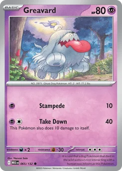 Greavard Pokemon card from Mega Evolution, card number 65