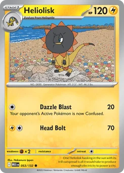 Heliolisk Pokemon card from Mega Evolution, card number 53