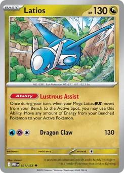 Latios Pokemon card from Mega Evolution, card number 101