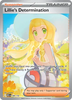 Lillie's Determination Pokemon card from Mega Evolution, card number 184