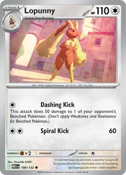 Lopunny Pokemon card from Mega Evolution, card number 108