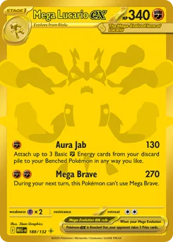 Mega Lucario ex Pokemon card from Mega Evolution, card number 188