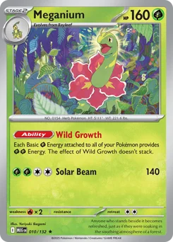 Meganium Pokemon card from Mega Evolution, card number 10