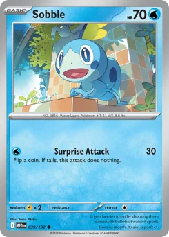 Sobble Pokemon card from Mega Evolution, card number 39
