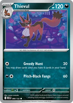 Thievul Pokemon card from Mega Evolution, card number 90