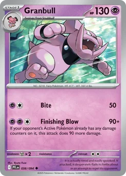 Granbull Pokemon card from Phantasmal Flames, card number 38