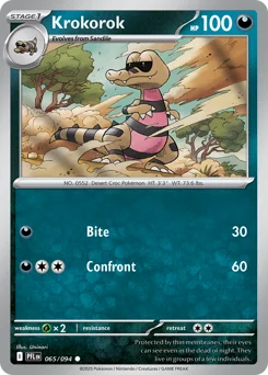Krokorok Pokemon card from Phantasmal Flames, card number 65