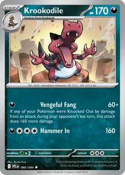 Krookodile Pokemon card from Phantasmal Flames, card number 66