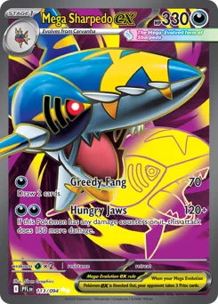 Mega Sharpedo ex Pokemon card from Phantasmal Flames, card number 113