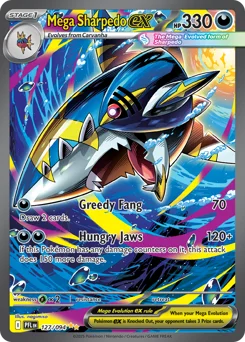 Mega Sharpedo ex Pokemon card from Phantasmal Flames, card number 127