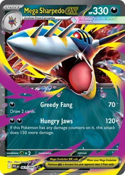 Mega Sharpedo ex Pokemon card from Phantasmal Flames, card number 61