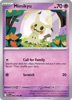 Mimikyu Pokemon card from Phantasmal Flames, card number 42