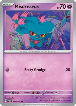 Misdreavus Pokemon card from Phantasmal Flames, card number 35