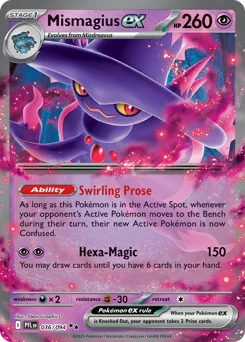 Mismagius ex Pokemon card from Phantasmal Flames, card number 36