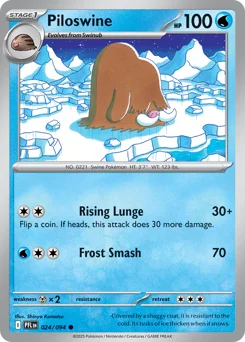Piloswine Pokemon card from Phantasmal Flames, card number 24