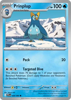 Prinplup Pokemon card from Phantasmal Flames, card number 28