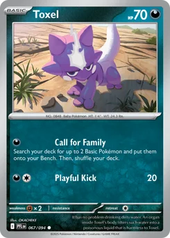 Toxel Pokemon card from Phantasmal Flames, card number 67