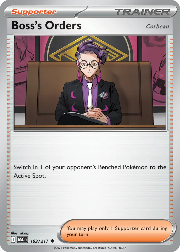 Boss's Orders Pokemon card from Ascended Heroes, card number 183
