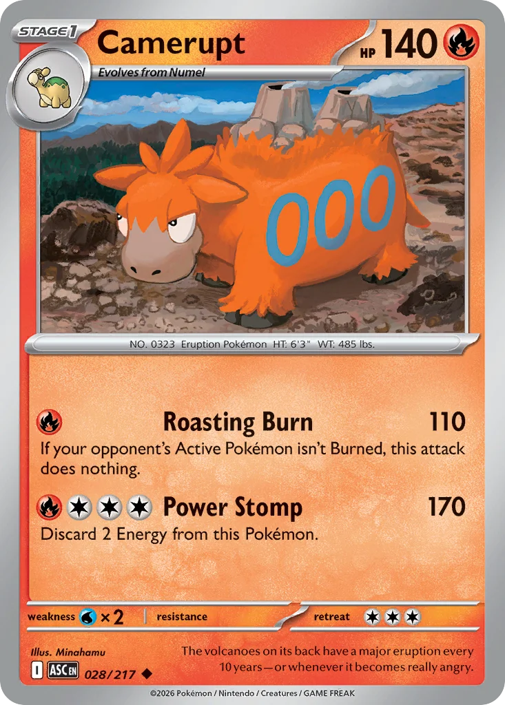 Camerupt Pokemon card from Ascended Heroes, card number 28