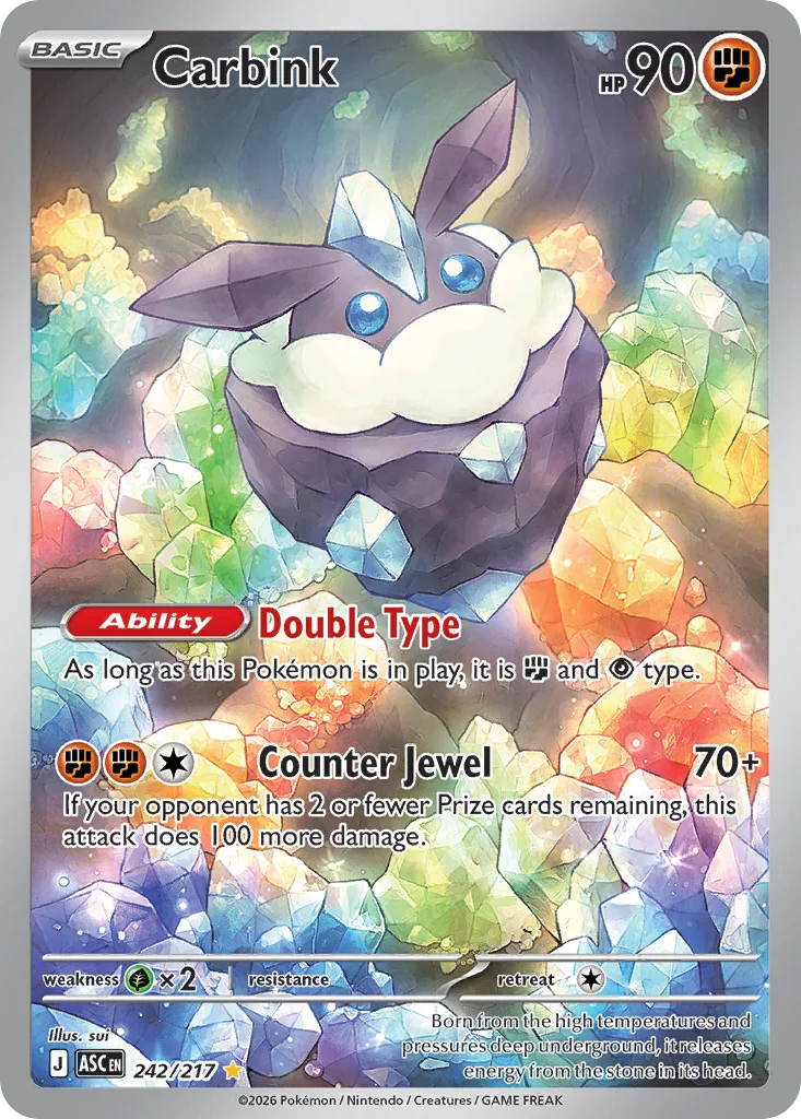 Carbink Pokemon card from Ascended Heroes, card number 242