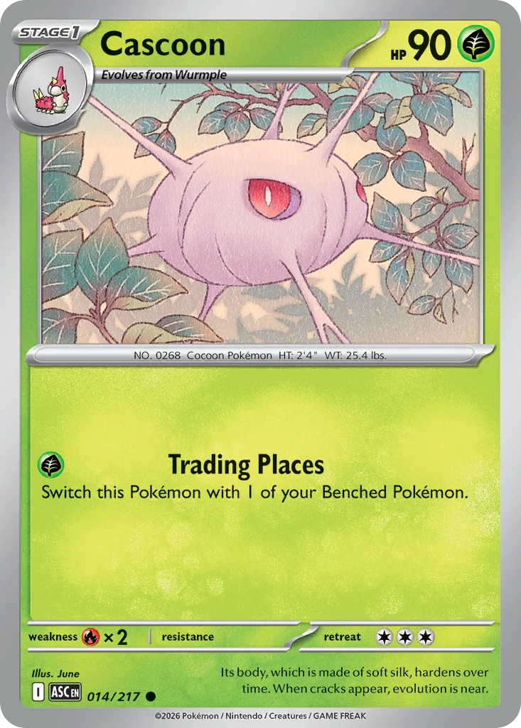 Cascoon Pokemon card from Ascended Heroes, card number 14