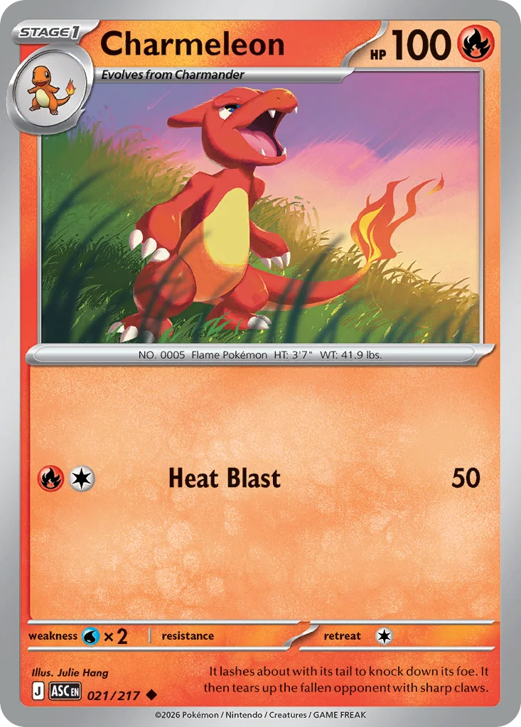 Charmeleon Pokemon card from Ascended Heroes, card number 21