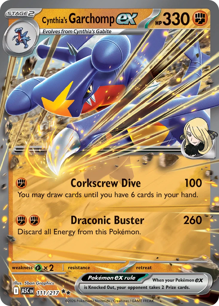 Cynthia's Garchomp ex Pokemon card from Ascended Heroes, card number 111