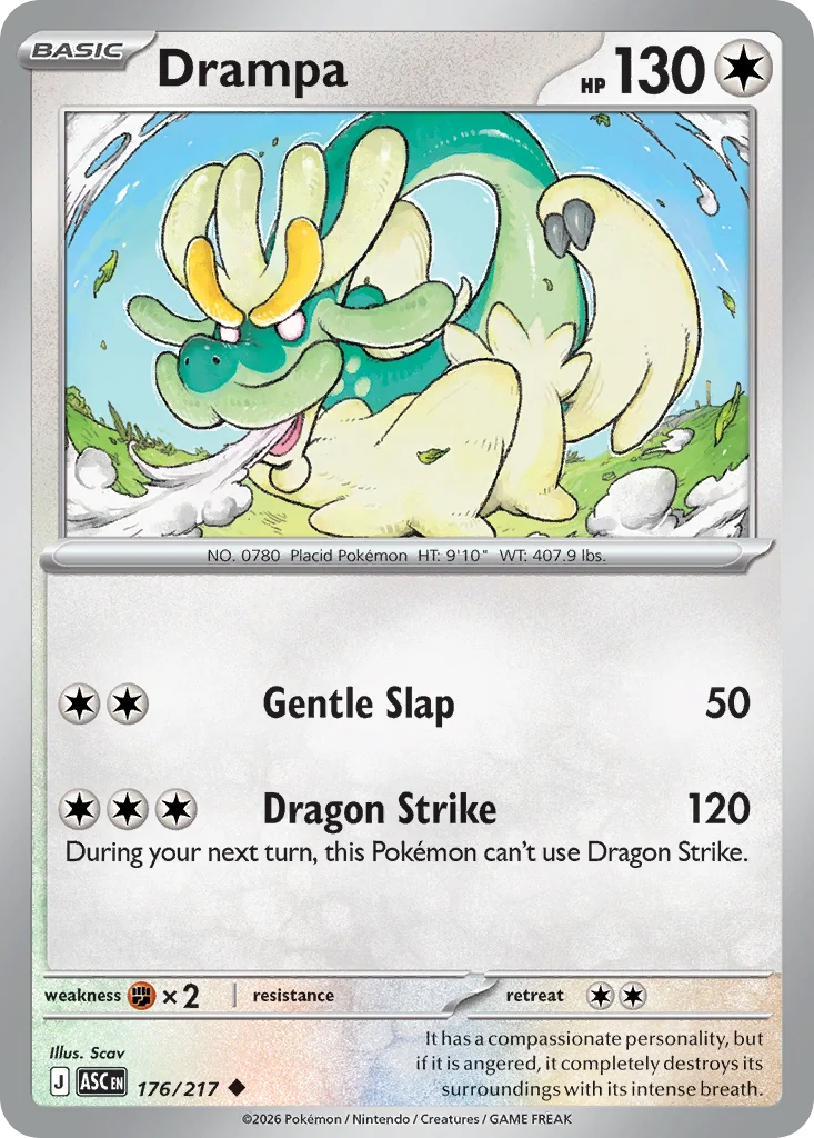 Drampa Pokemon card from Ascended Heroes, card number 176