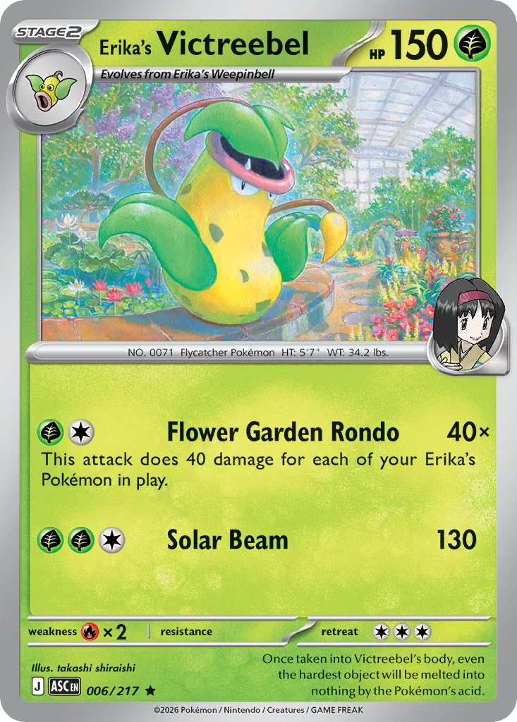 Erika's Victreebel Pokemon card from Ascended Heroes, card number 6