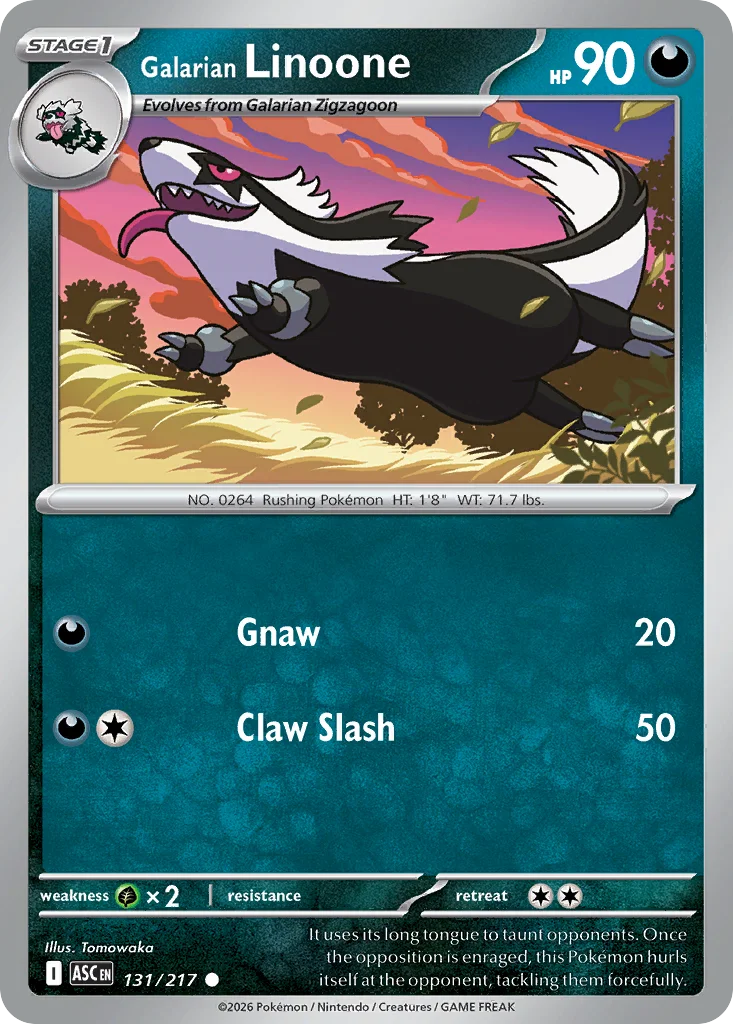 Galarian Linoone Pokemon card from Ascended Heroes, card number 131