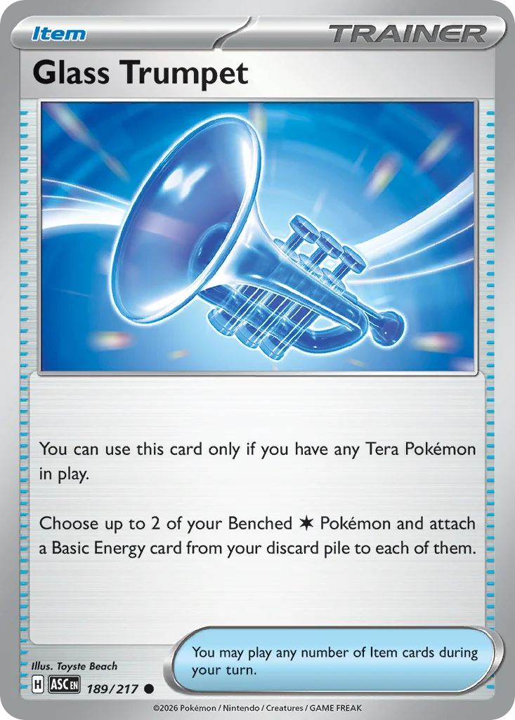 Glass Trumpet Pokemon card from Ascended Heroes, card number 189