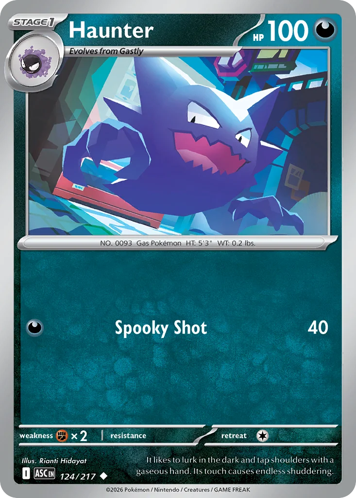 Haunter Pokemon card from Ascended Heroes, card number 124