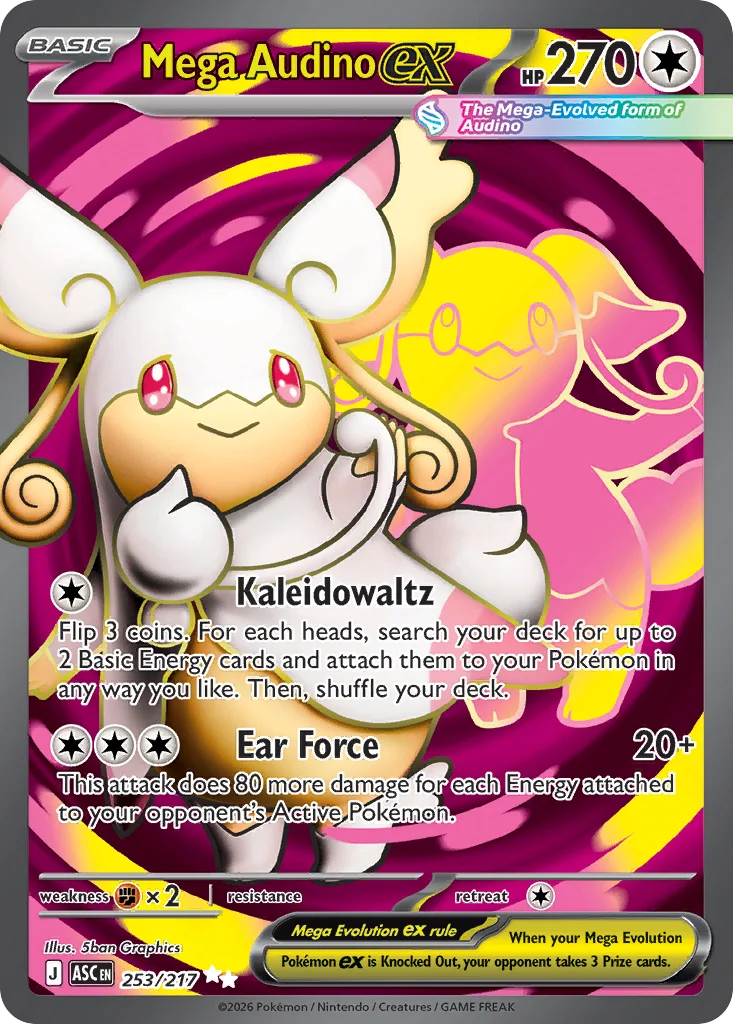 Mega Audino ex Pokemon card from Ascended Heroes, card number 253