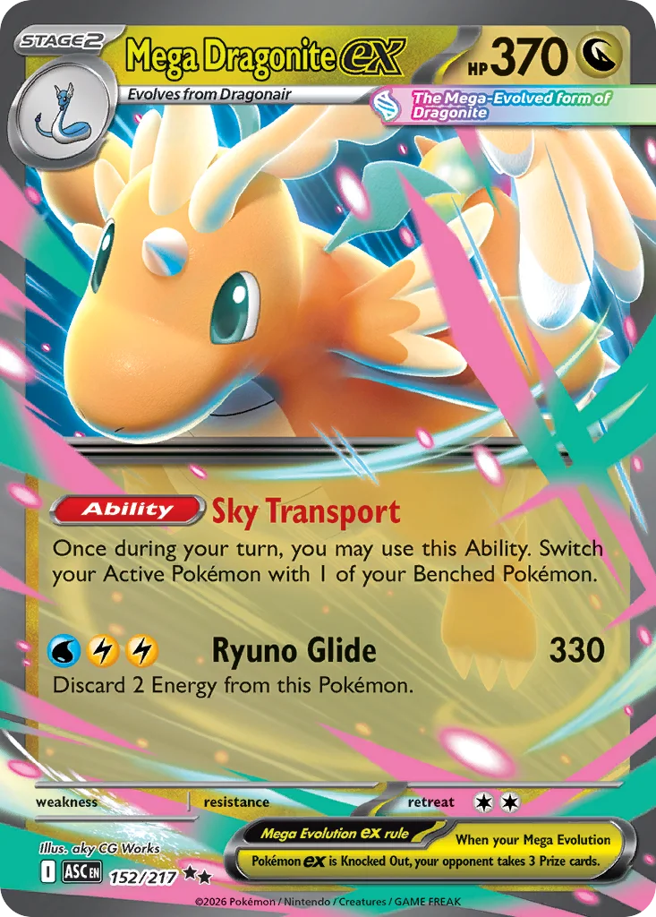 Mega Dragonite ex Pokemon card from Ascended Heroes, card number 152