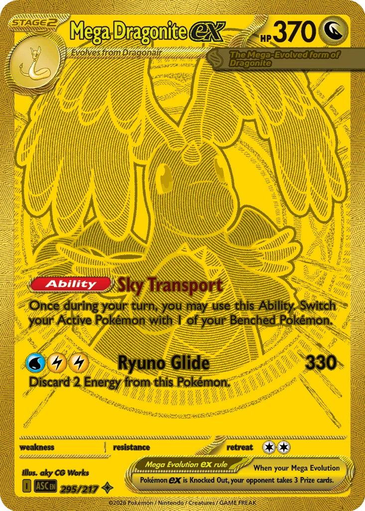 Mega Dragonite ex Pokemon card from Ascended Heroes, card number 295