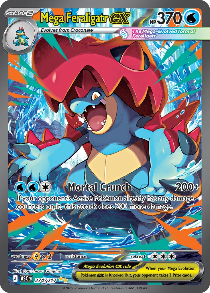 Mega Feraligatr ex Pokemon card from Ascended Heroes, card number 274