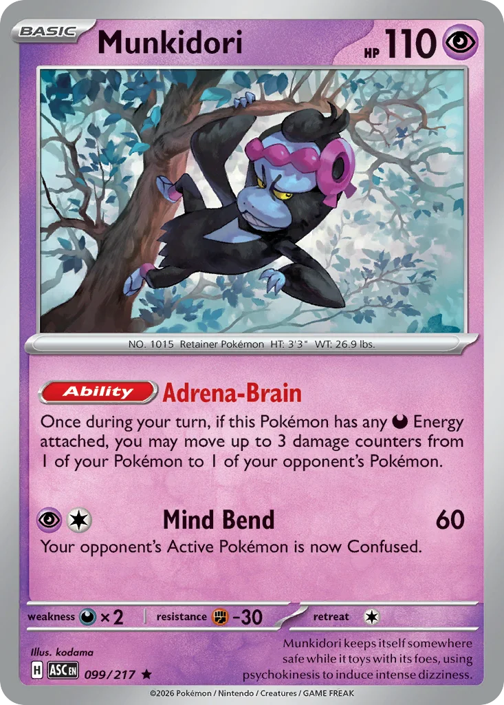 Munkidori Pokemon card from Ascended Heroes, card number 99
