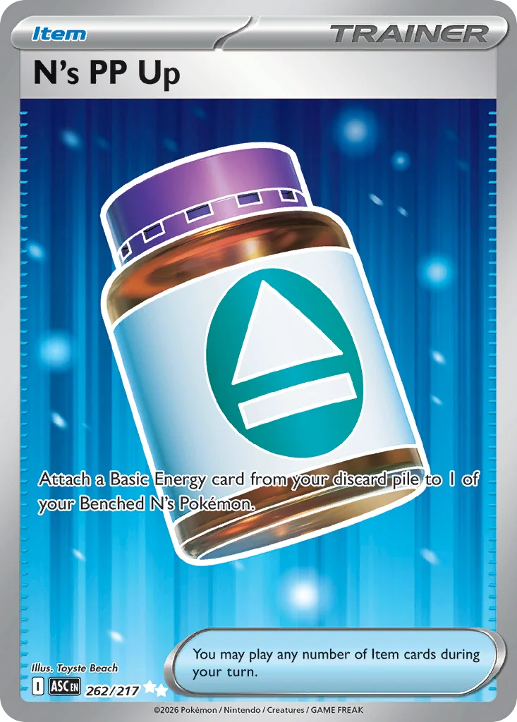N's PP Up Pokemon card from Ascended Heroes, card number 262