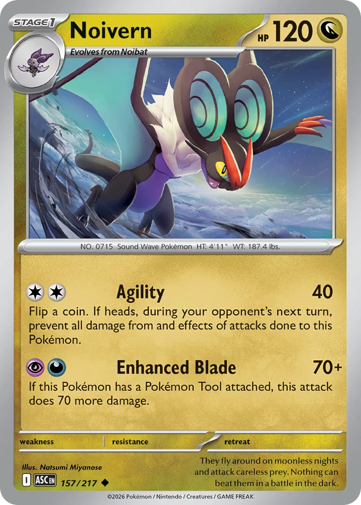 Noivern Pokemon card from Ascended Heroes, card number 157
