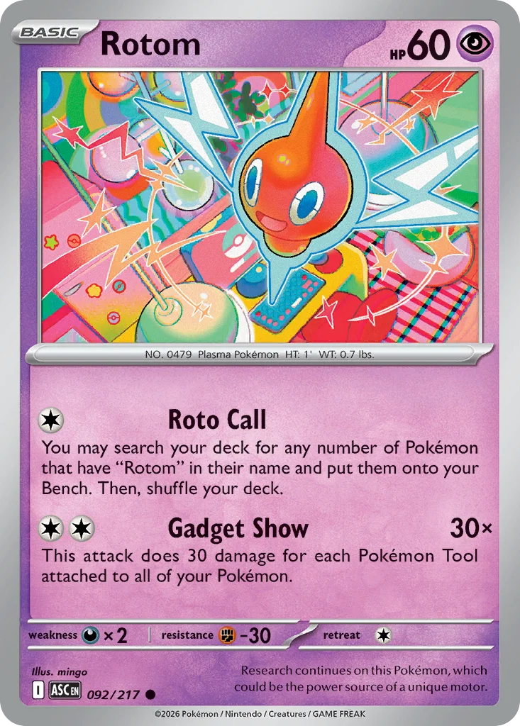 Rotom Pokemon card from Ascended Heroes, card number 92