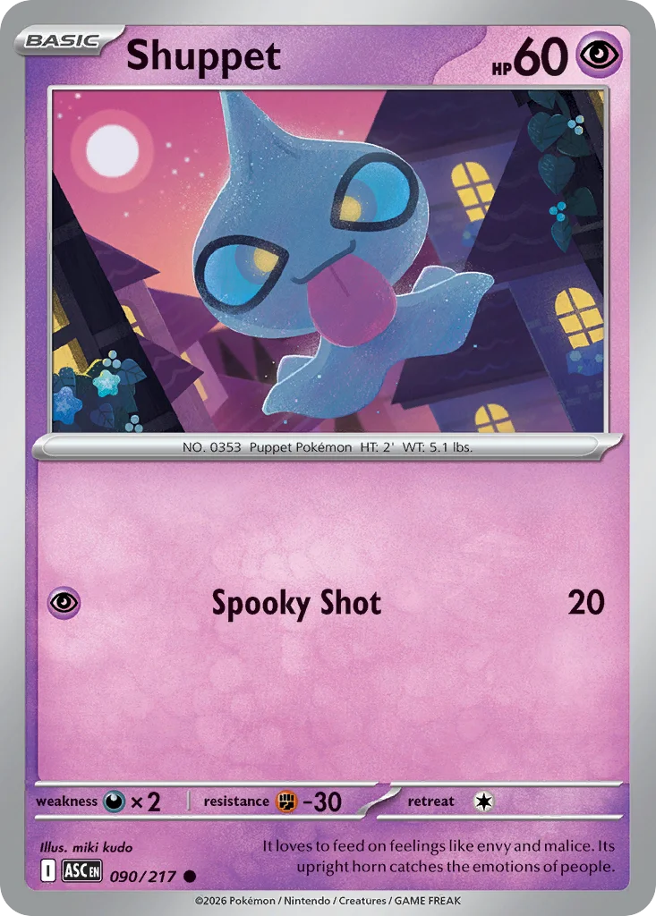 Shuppet Pokemon card from Ascended Heroes, card number 90