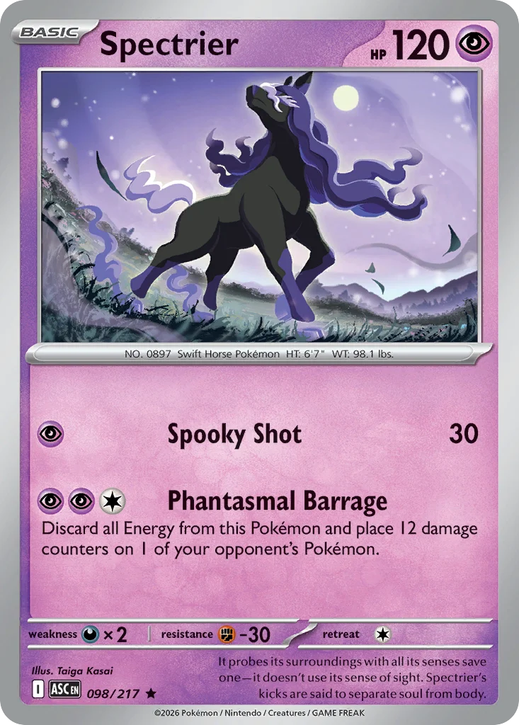 Spectrier Pokemon card from Ascended Heroes, card number 98
