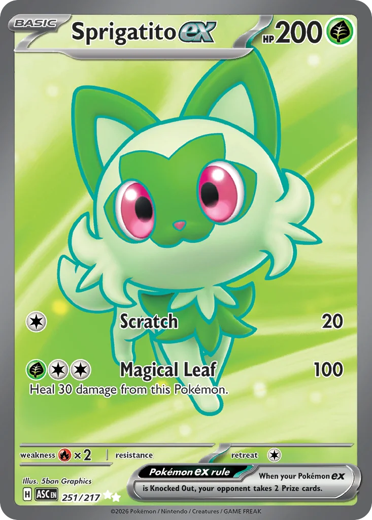 Sprigatito ex Pokemon card from Ascended Heroes, card number 251